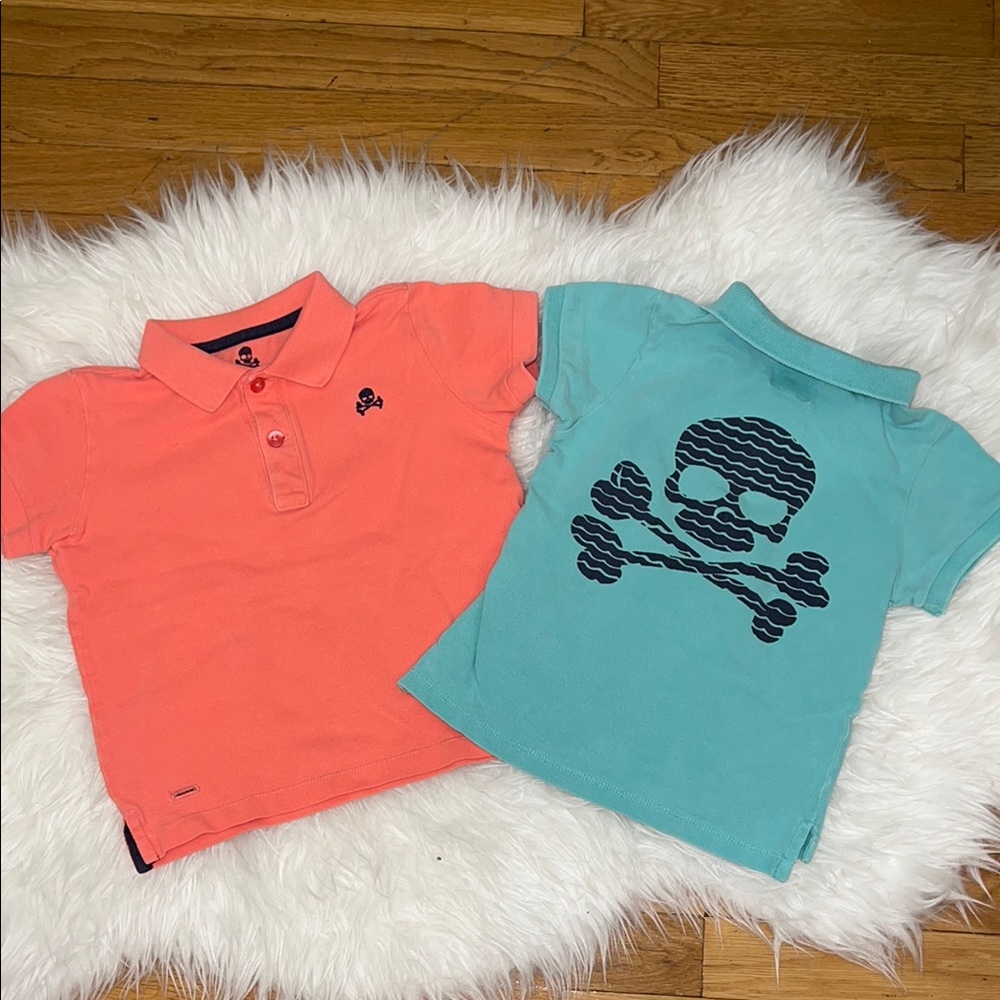 Scalpers Kids Polo Shirt Set - Coral and Teal